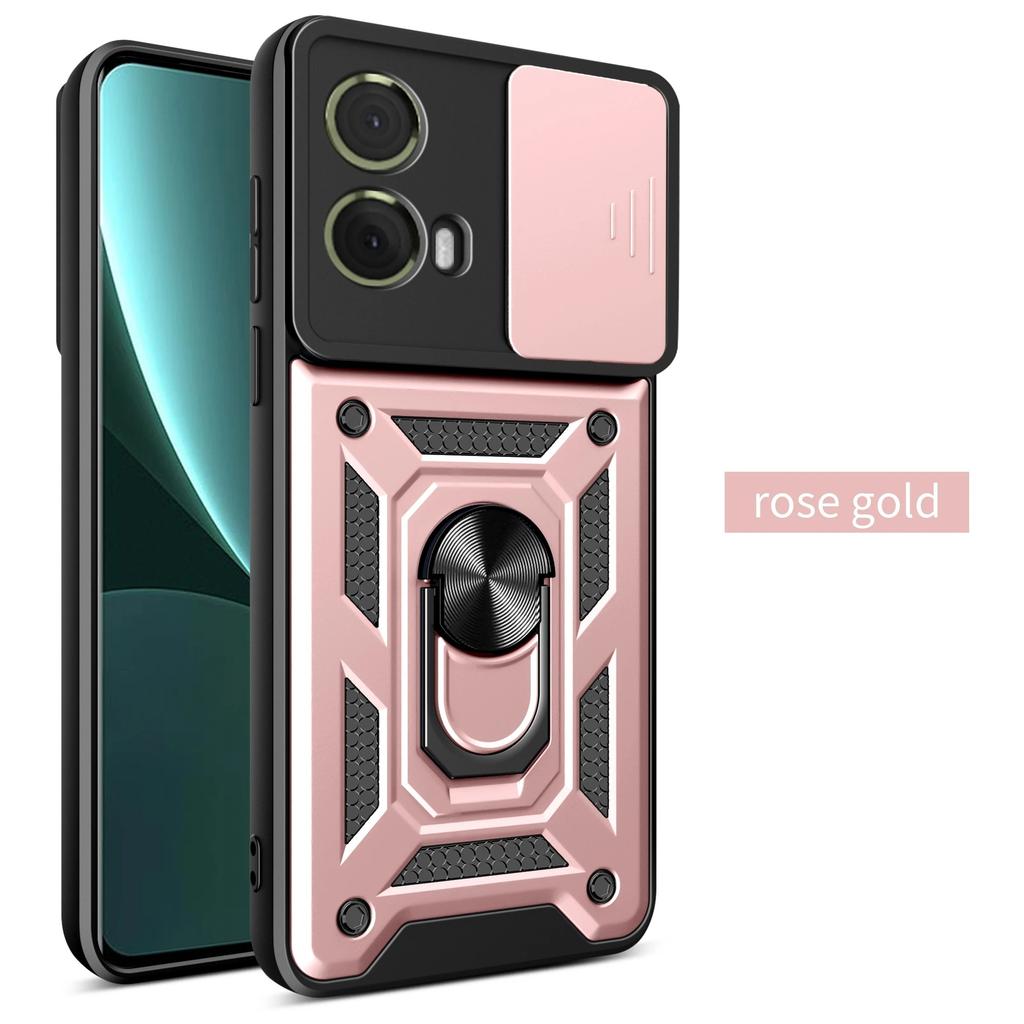 Противоударный бронированный чехол для Motorola Edge 50 40 NEO 30 Pro Ultra Fusion G04 G34 G84 G54 G42 с кольцом-держателем и сдвижной крышкой для защиты объектива