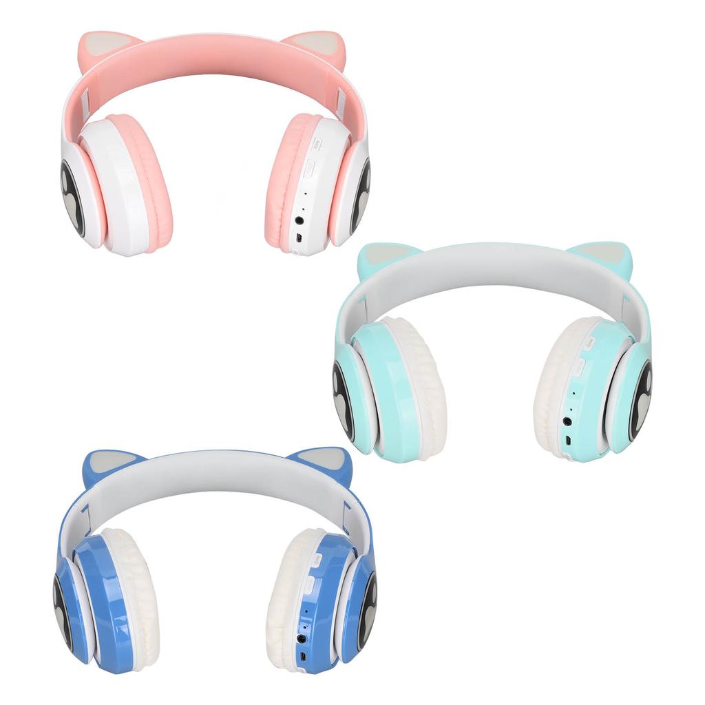 LXB39C Детские наушники Bluetooth 5.0 складные беспроводные светящиеся музыкальные наушники с кошачьими ушками для детей