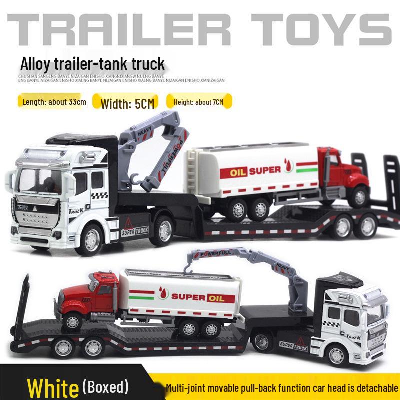 Children's Alloy Transport Toy: Pull-Back Fire Truck, Trailer, Tank & Excavator