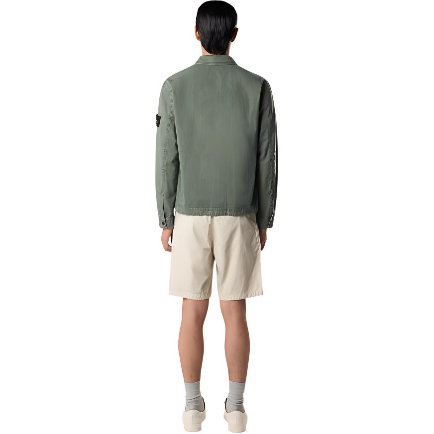 STONE ISLAND Однотонная куртка с нашивкой, воротником на молнии и длинными рукавами, мужская куртка, светло-оливково-зеленая K1S1512000-32S00WN-V0159