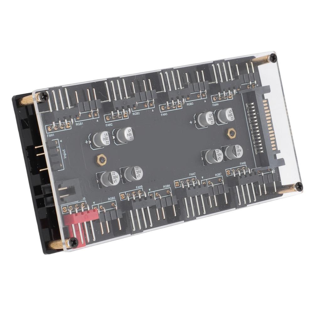 ARGB PWM 2 in 1 Hub 8 Way 5V 3 Pin ARGB HUB and 8 Way 12V 4 Pin PWM Hub with Acrylic Shell for Expanding Motherboard