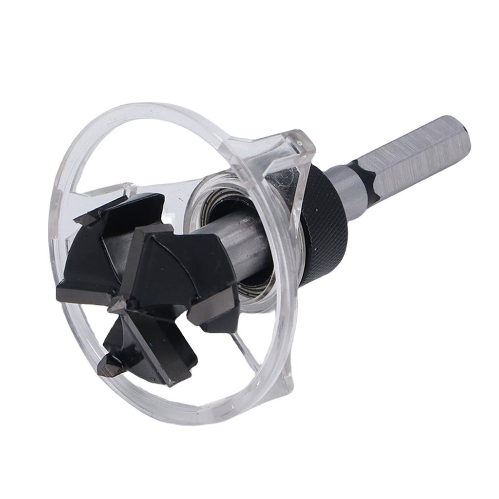 35mm Hole Opener with Transparent Cover 3 Flutes Hole Cutter Drill Bit for Woodworking Door Lock Drawer Drilling