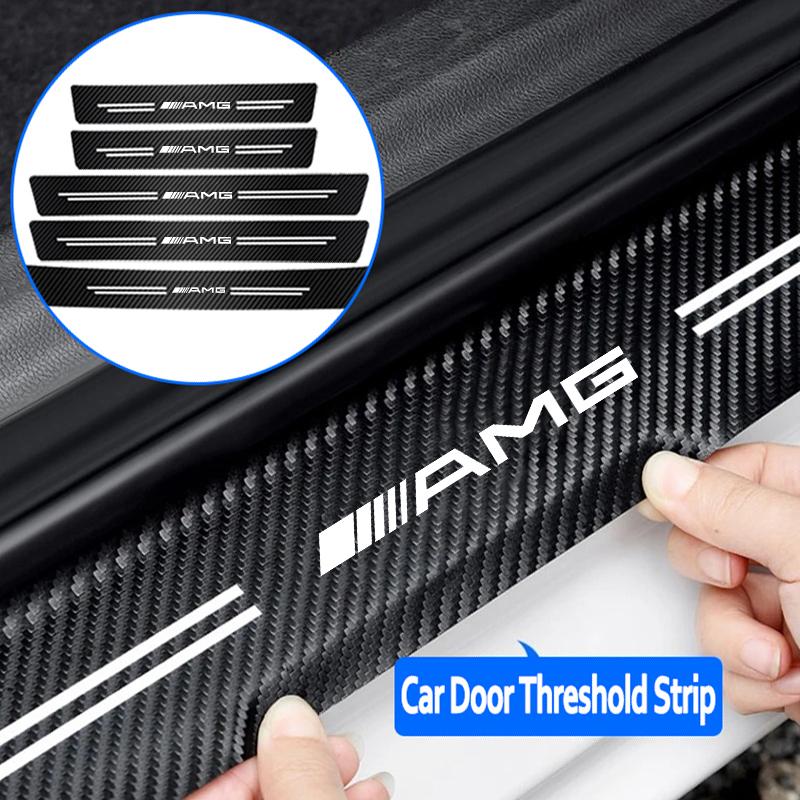 1/5Pcs Carbon Fiber Car Door Sill Protector Sticker For Mercedes Benz AMG W203 W205 W206 W211 W220 W212 W201 W210 W108 W168 W176 YZ1