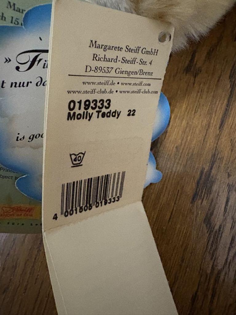 [USED] Tagged Steiff Teddy Bear Molly Teddy Vintage