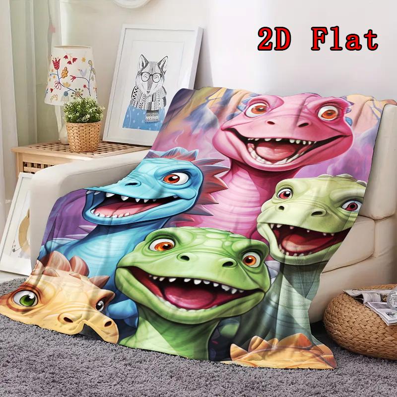 Cute dinosaur 2D Flat Pattern Flannel Blanket High quality All Seasons Warmth and Comfort Perfect for Christmas Gifts.MMT0918470