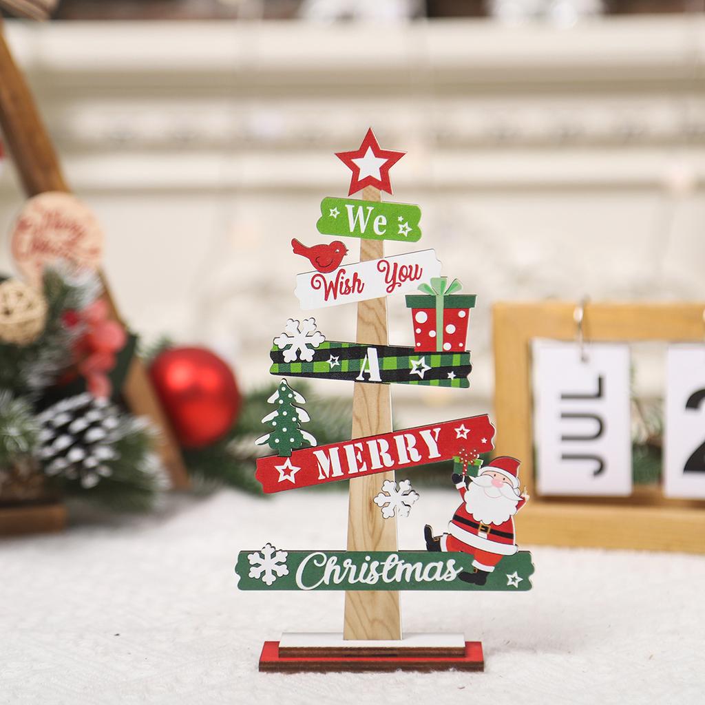 Desktop Christmas Tree Santa Claus DIY Decoration Wooden Christmas Signs Plaque Xmas Decoration 2023 New Years Party Gifts