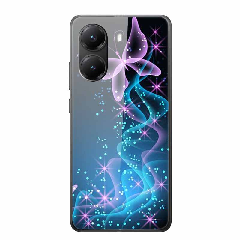 Стеклянный Чехол для Poco X7 pro Роскошная Задняя Крышка Телефона Чехол с Цветами для PocoX7pro X 7 pro Жесткий Закаленный Щит Мультяшная Крышка Красная Роза