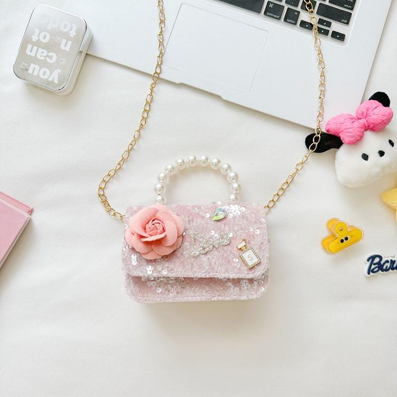 Flower Cartoon Bow Girl Decoration Children Shoulder Bag With Lace Design