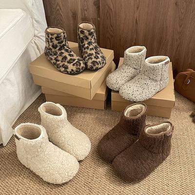 Флисовые утолщенные пушистые ботинки, зимние ботинки, женские зимние новые, зимние ботинки из овечьей шерсти, теплые короткие ботинки, снежные пушистые ботинки