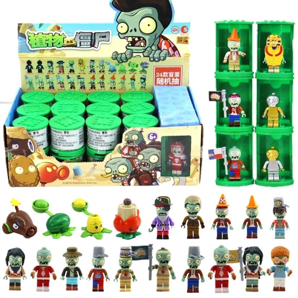 Оригинальные Строительные Блоки Plants VS Zombies Игрушки PVZ Куклы Сборная Фигурка Модель Аниме Веселые Яйца Гашапон Детские Подарки на День Рождения