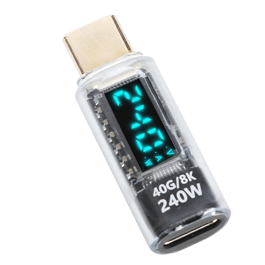 Адаптер USB C Тестер мощности PD 240 Вт 8k 60 Гц Передача 40 Гбит/с Адаптер-удлинитель USB C от папы к маме с цифровым дисплеем