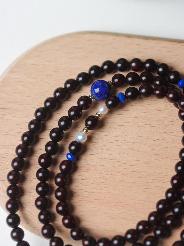 Small-Leaf Rosewood Buddhist Beads Bracelet - 0.8 Multiloop for Men & Women
