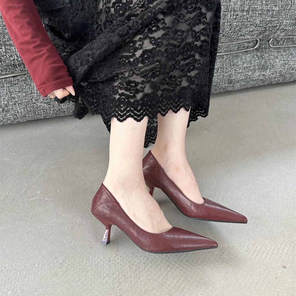 Office Footwear Leopard Print Women Pumps Heeled Shoes Fashion Pointed Toe Ladies Low Heel Shoes Career Female Slides Sandals