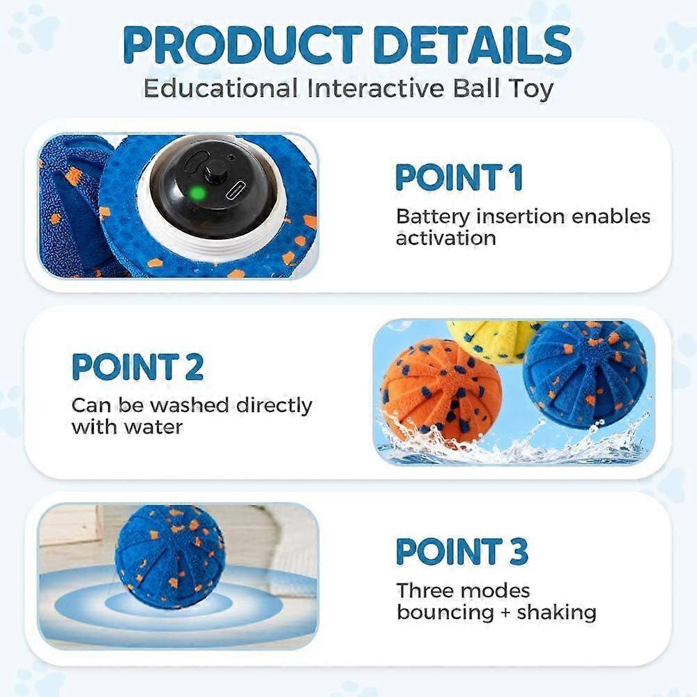 2025 Upgraded Smart Interactive Dog Ball Toy, Dog Enrichment Toys Automatic Moving Ball, Waterproof Smart Shaking Pet Bounce Electric Balls, Bouncing