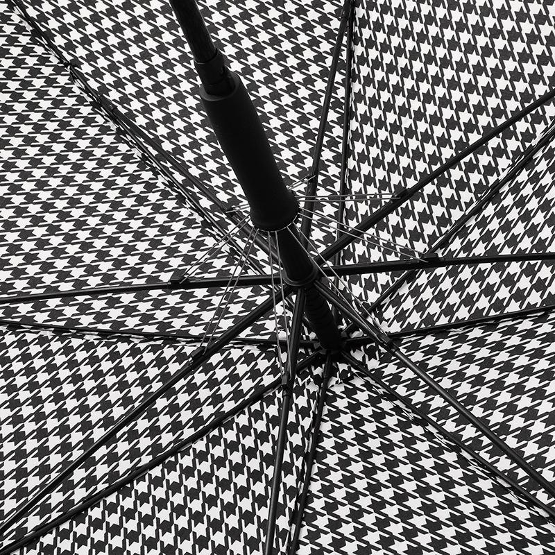 PARACHASE Легкий ветрозащитный зонт в гусиную лапку - Длинная ручка, корейский стиль, защита от солнца и дождя, складной дизайн.