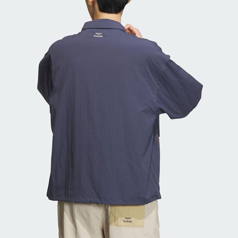 Adidas Originals X Chang Chang Xiong Collaboration SS23 однотонная мужская куртка с карманом-клапаном, этикеткой, логотипом, воротником-молнией, темно-синяя IS0644