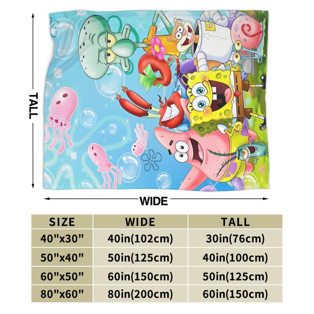 Blanket Cartoon Anime SpongeBob SquarePants Flannel Funny Warm Throw Blankets for Bedspread Spring/Autumn
