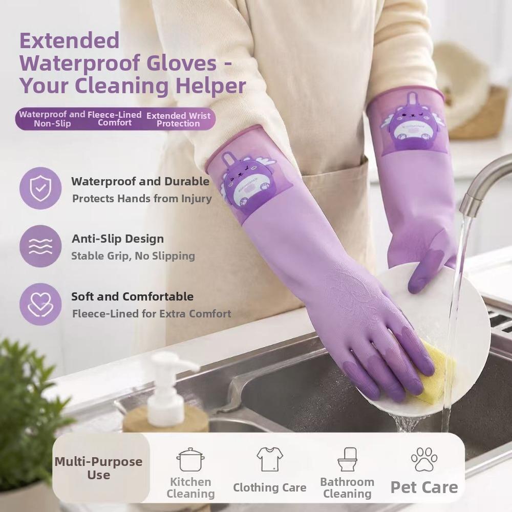 Tear-Resistant Kitchen Cleaning Gloves Cartoon Bear Household Gloves Dishwashing Gloves Laundry