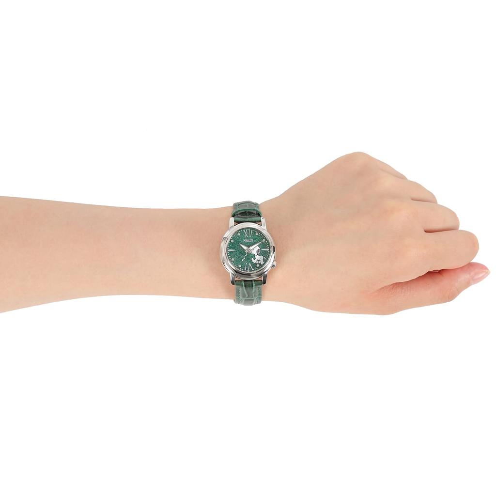 Snoopy ограниченный тираж 100 экземпляров с серийным японским проектом, ремешок из натуральной кожи, женские часы, мир, номер, модель, (зеленый)