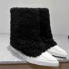 Женские ботильоны на платформе с мехом и острым носком, зима 2025, новые повседневные туфли «Челси», короткие, плюшевые, теплые, для ходьбы, для снега, Botas Mujer