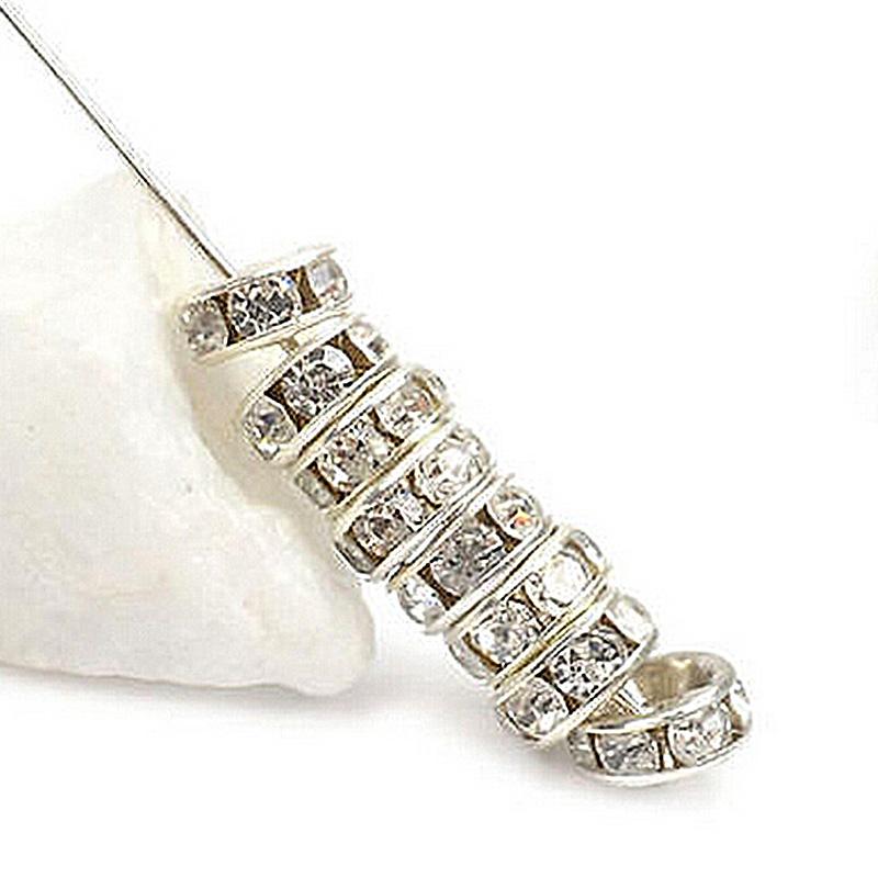 50 шт./лот, хрустальные бусины-разделители из нержавеющей стали, ювелирные изделия, аксессуары для ожерелья со стразами