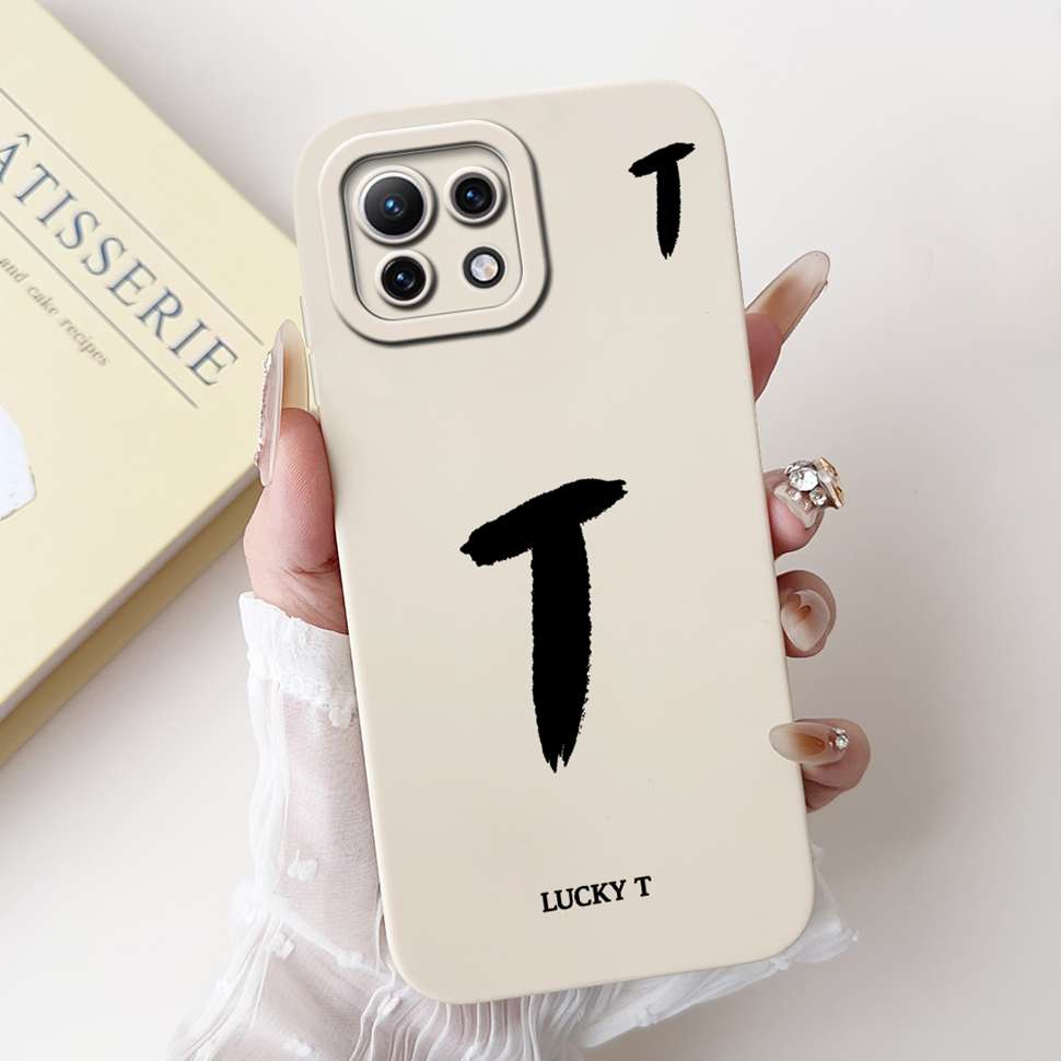 Чехол для Xiaomi Mi 11 Lite 4G 11Lite 5G M2101K9AG Милые Белые Буквы A-Z Мягкий Силиконовый Чехол Для Xiaomi Mi 11 Youth 6.55" Корпус