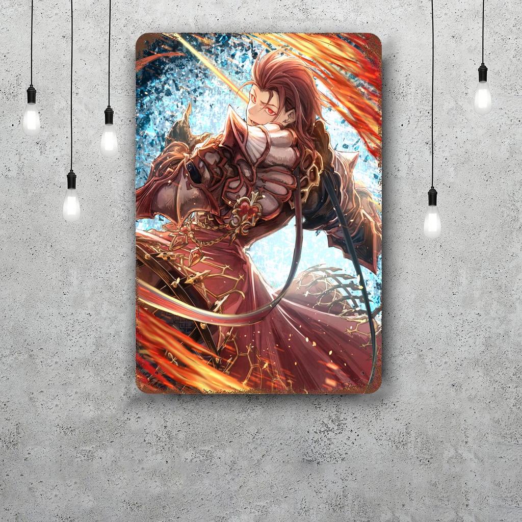 Мультяшный плакат-декор Granblue Fantasy Винтажная жестяная табличка Металлическая табличка Декоративная табличка для паба Бара Мужской комнаты Клуба Настенное украшение