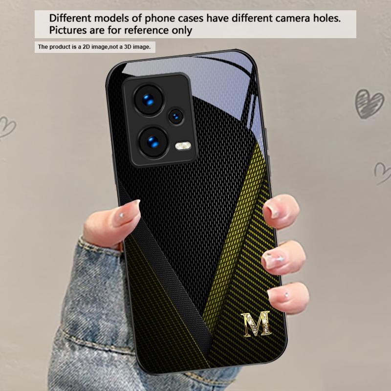 Элегантные буквы 'S M R' Для Redmi Note 14 Pro+ 13 Pro 8 9 9S 12S 10 Pro 11 12 13C 14C A3 12 13 K60 Ultra Черный Стеклянный Чехол для Телефона