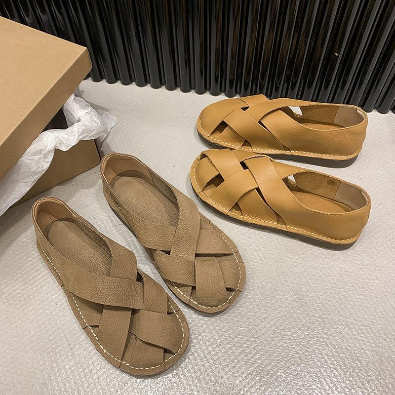 Летние женские ретро повседневные римские сандалии с носком