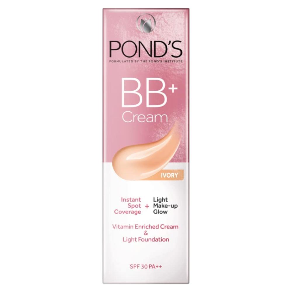 BB+ крем Pond’s SPF 30 PA++ – Мгновенное покрытие пятен и сияние легкого макияжа – Оттенок слоновой кости, 18 г