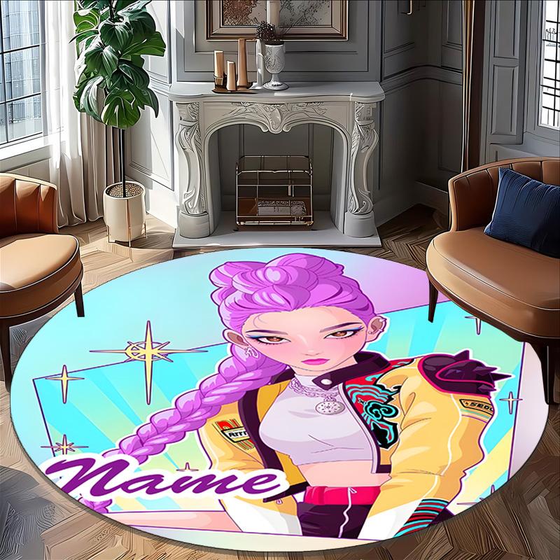 Personalized K-KPop Demon Hunters Round Chair Office Rug - Perfect for Mat, Office Chair & More - Ideal Gift for Birthdays and Holidays