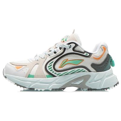 Кроссовки для бега Li Ning Женские Низкие Стандартные Белый/Темно-серый Зеленый ARLR012-1