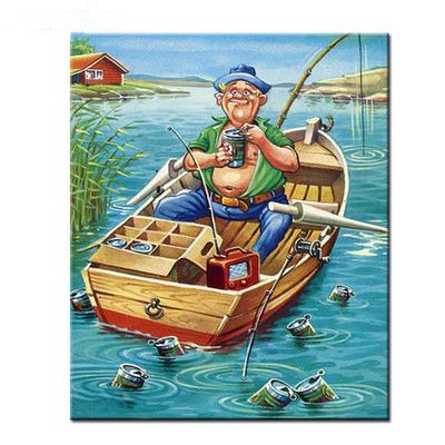 Полная квадратная дрель 5D DIY Алмазная картина Полная квадратная лодка Рыбалка Алмазная мозаика Вышивка