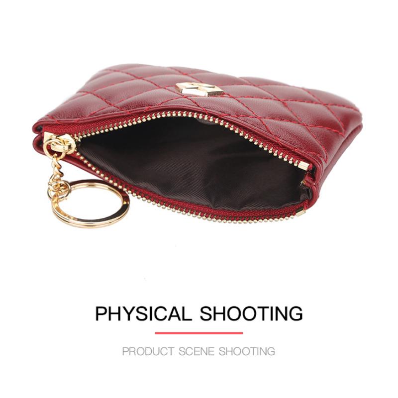 Women's Simple Fashion Wallet Pu Leather Short Purse Zipper Coin Purse Small Metal Ring Bag Key Wallet