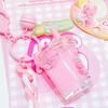 Pink Eyecatching And Orange Cream Bear Milk Tea Cup Keychain Charming Gift Idea