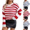 Women's Stripe Sweater Crewneck Long Sleeve Color Block Knit Tops Casual Knit Pullover Sweaters Fall Trendy Clothes
