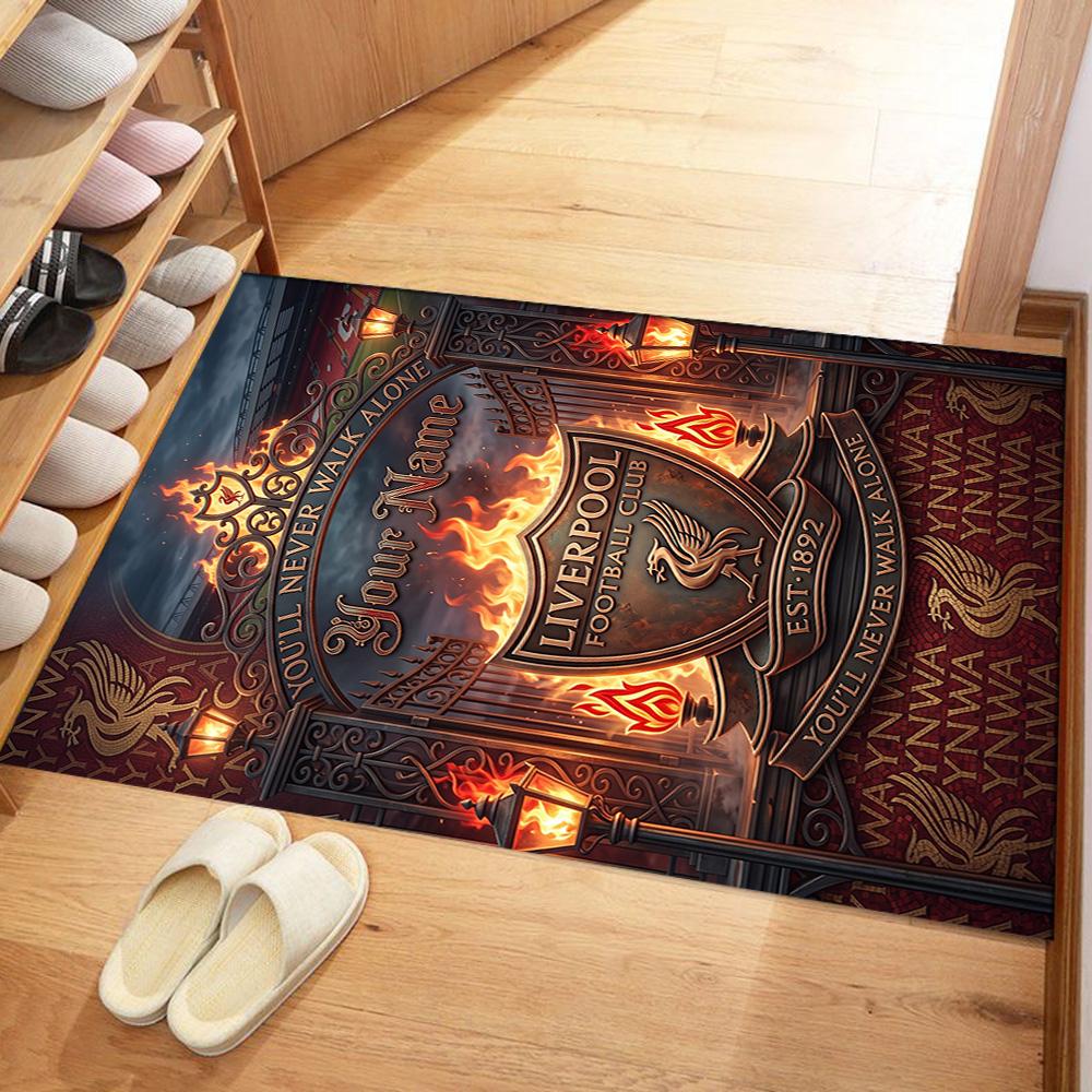 Liverpool Fc Customizable Name Floor Rug Office Rug Design For Playrooms Game Room Entryway Foyer Antislip Carpet Office Home Decor Spiritual Gift