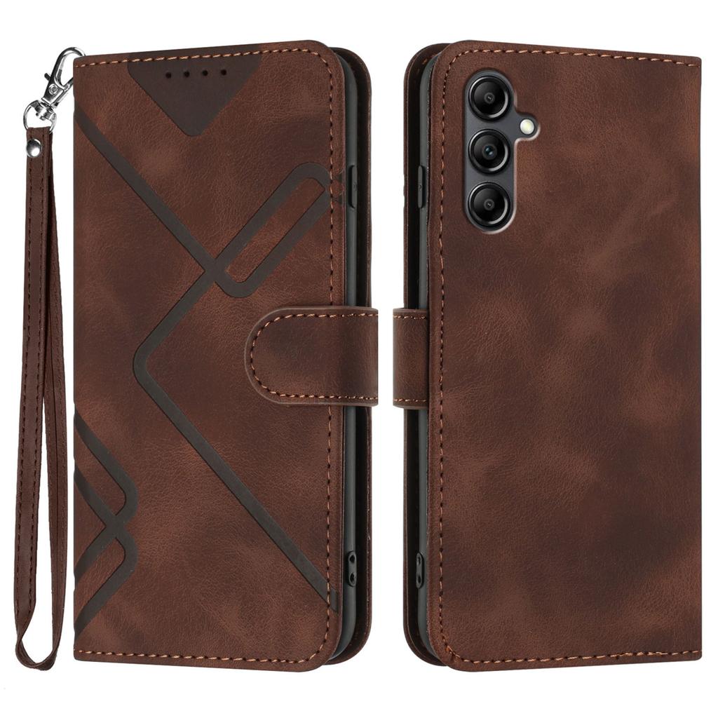 For Samsung Galaxy A15 5G/Galaxy A15 4G Wallet Case Line Imprinted PU Leather Phone Cover with Strap