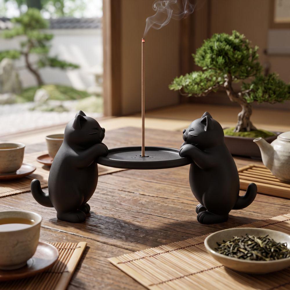 Chinese Style Two Cats Incense Holder 3D Printing Incense Stick Holder  Relaxation