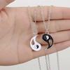 2 Pcs Black White Yin Yang Hollow Pendant Necklace Couple Sister Friend Jewelry ARI