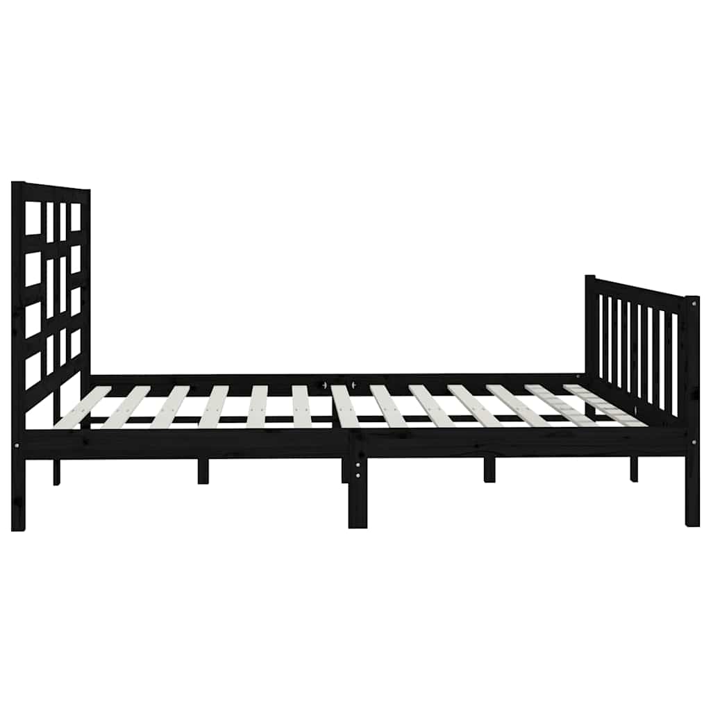 Solid Wood Bed Black Pine 200x200 cm
