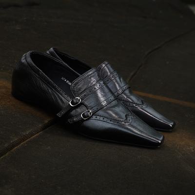 Мода 2025 Насосы из коровьей кожи в британском стиле Пенни-лоферы Женская обувь Слипоны Повседневная кожаная обувь Обувь Офисная леди Обувь с квадратным носком