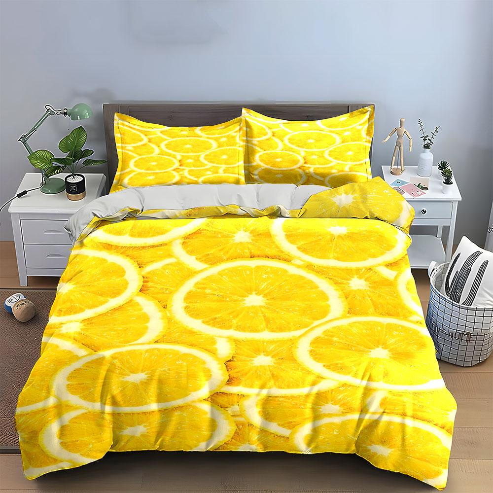 Yellow citrus fruit slices. Bedding sets Duvet cover sets Duvet covers Pillowcases(1 * Duvet Cover 2 * Pillowcases without duvet insert)
