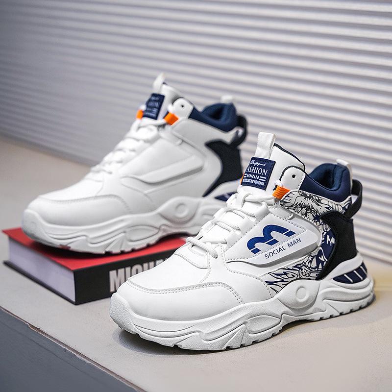 Мужская обувь осень новая мужская кожаная обувь для отдыха на открытом воздухе средней высоты спортивная обувь на платформе универсальная модная обувь