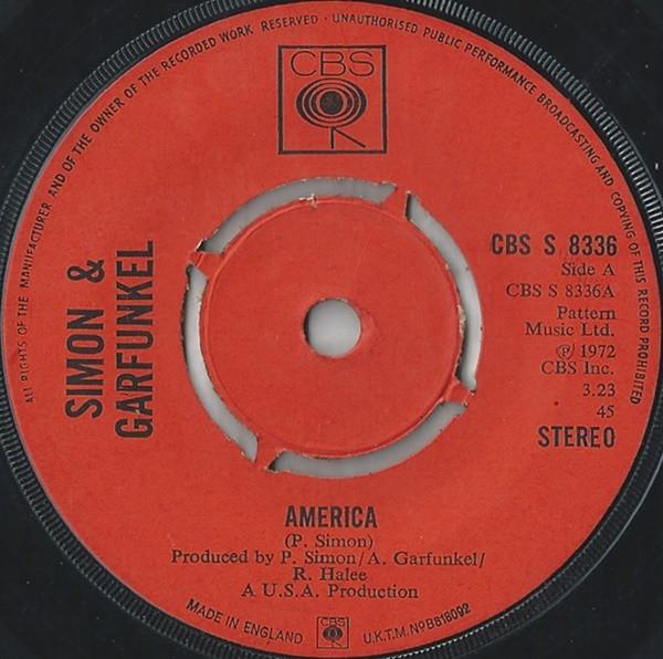 7-дюймовая пластинка SIMON GARFUNKEL America CBSS8336 CBS 1972 UK Rock Б/у