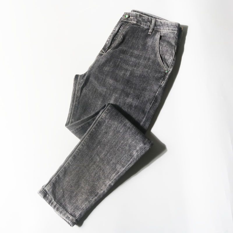 Leftover Foreign Trade Orders: Summer Thin Smoke Gray Straight-Leg Jeans for Men, Slim-Fit Tapered Casual Pants for Spring and Autumn