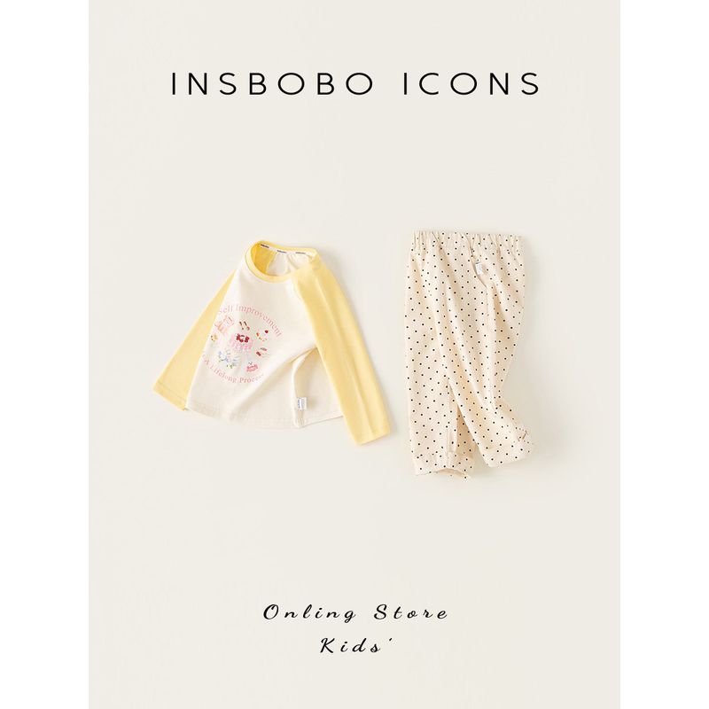 Insbobo Children's Suit Girls' Sweatshirt 2026 Spring New Style Baby Girl Long-Sleeved Top Spring Outfit
