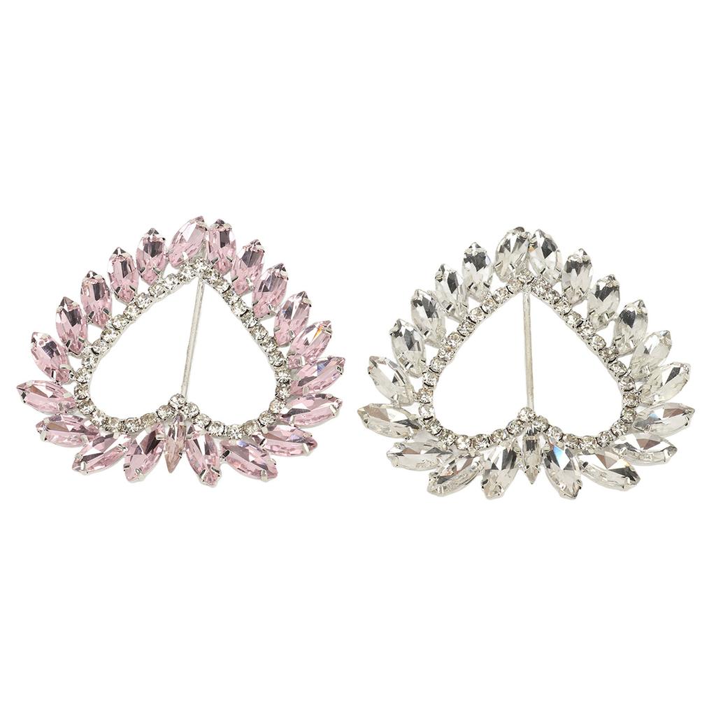 2pcs Love Heart Shape Rhinestone Buckle Metal Clothing Wrap Clip Sparkling Decorative T Shirt Clips