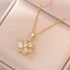 ZAKOL Hot Sale Rotable Sunflower Flowers Pendant Necklace Exquisite Crystal Zircon Sliver Gold Color Zircon Gift for Women