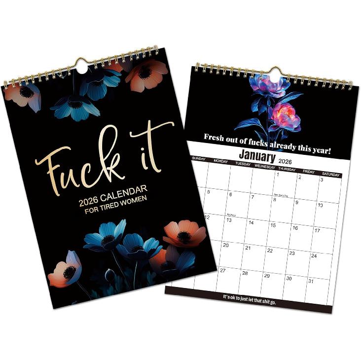 2026 Calendar for Tired Women,Fuck it Wall Calendar 2026 Monthly Wall Calendar for Women, Humorous Office Gag Gift, Funny Party Calendar with Sassy